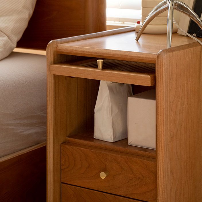 Contemporary Bedside Cabinet Solid Wood Bed Nightstand for Bedroom