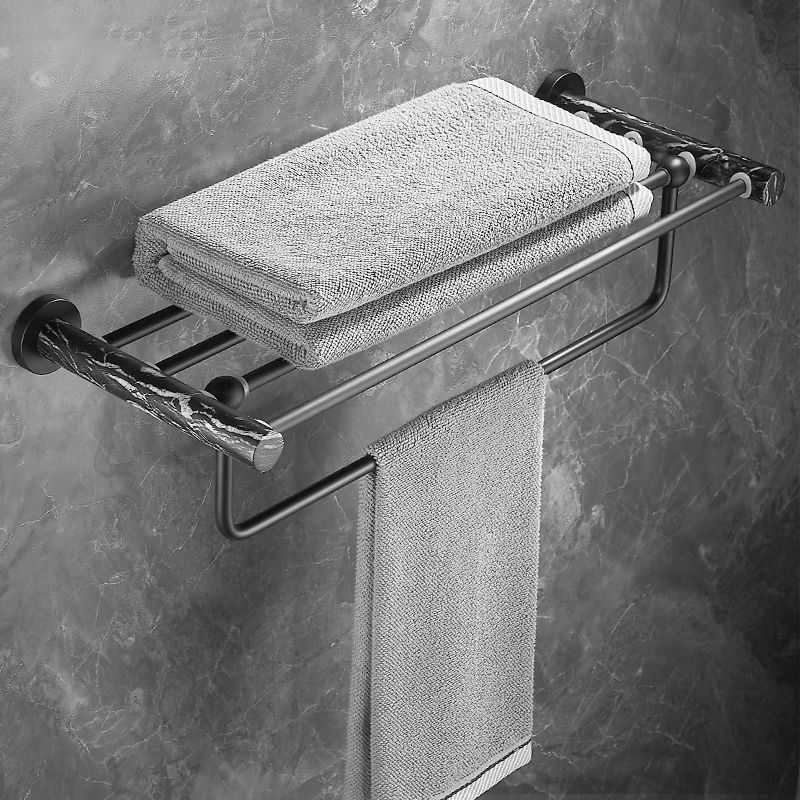 Metal and Marble Bathroom Accessory as Individual or as a Set in Black