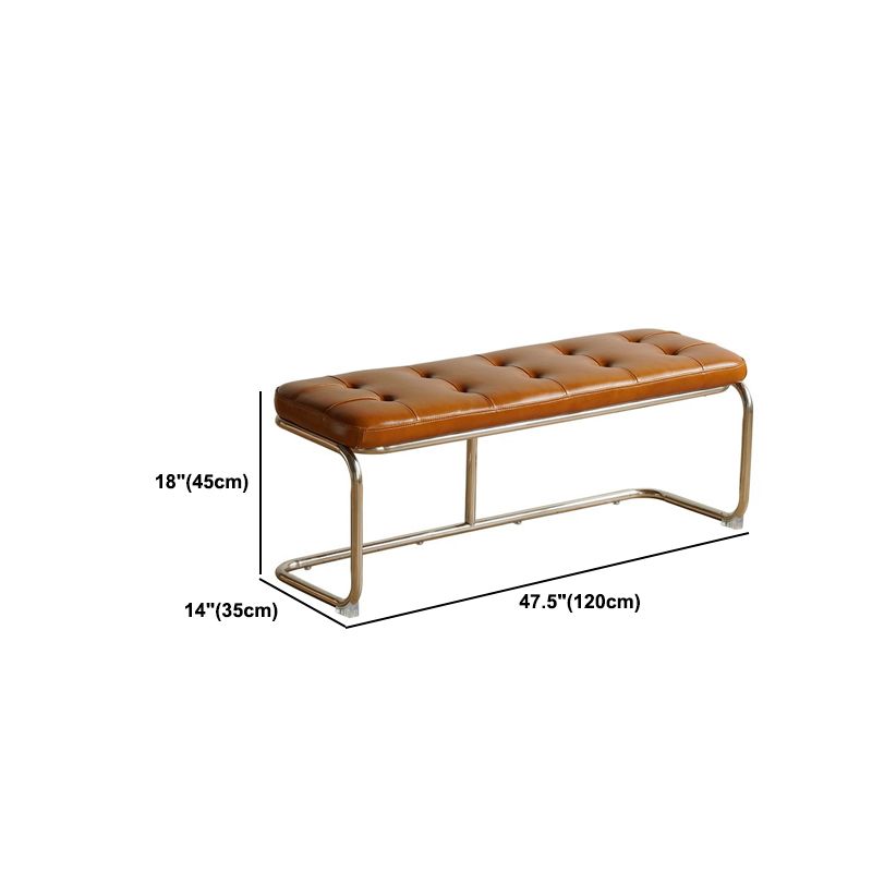 Rectangle 13.8" Wide Brown Bench Cushioned Upholstered Entryway Bench