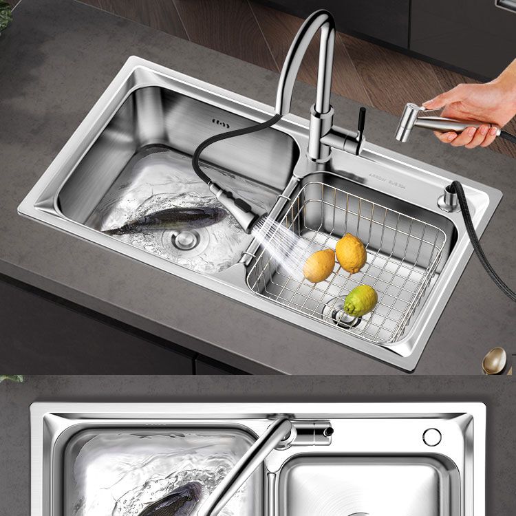 Modern Style Kitchen Sink Stainless Steel Noise-cancelling Design Drop-In Kitchen Sink