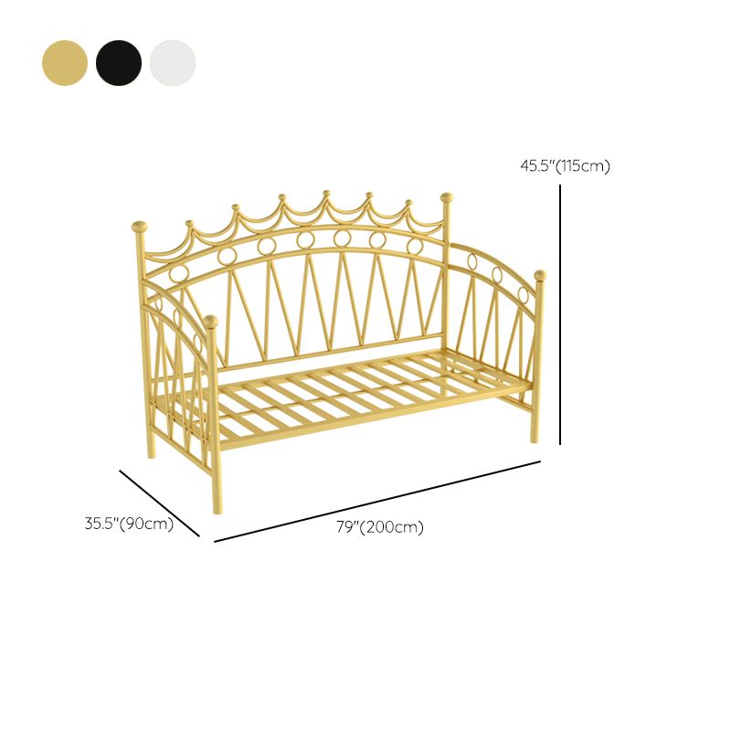 Scandinavian Iron Frame Daybed with Open-Frame Headboard and Guardrail