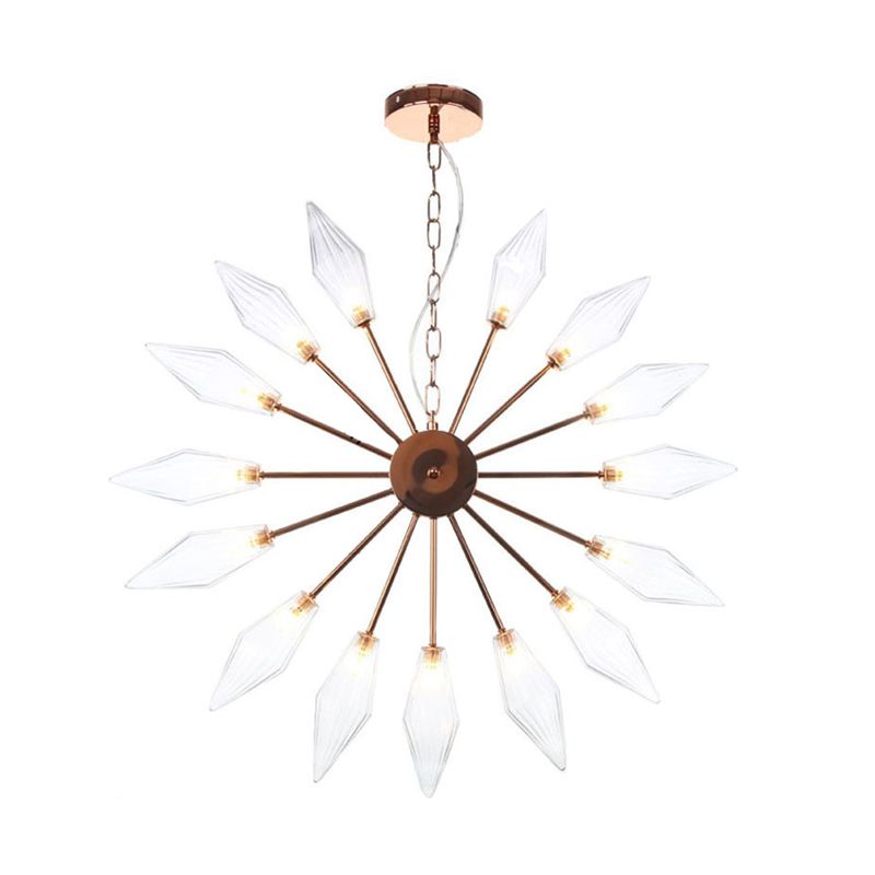 6/9/12 Lights Chandelier Lamp Industrial Sputnik Amber/Clear Glass Ceiling Light Fixture in Black/Copper/Chrome