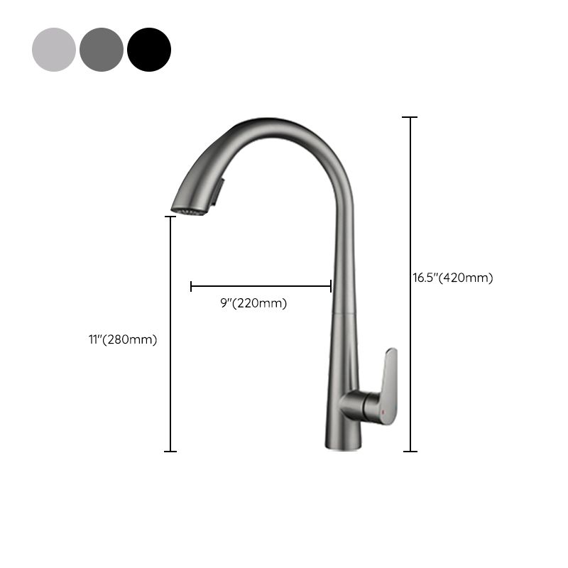 Modern Style Kitchen Faucet Stainless Steel Single Handle Gooseneck Kitchen Faucet