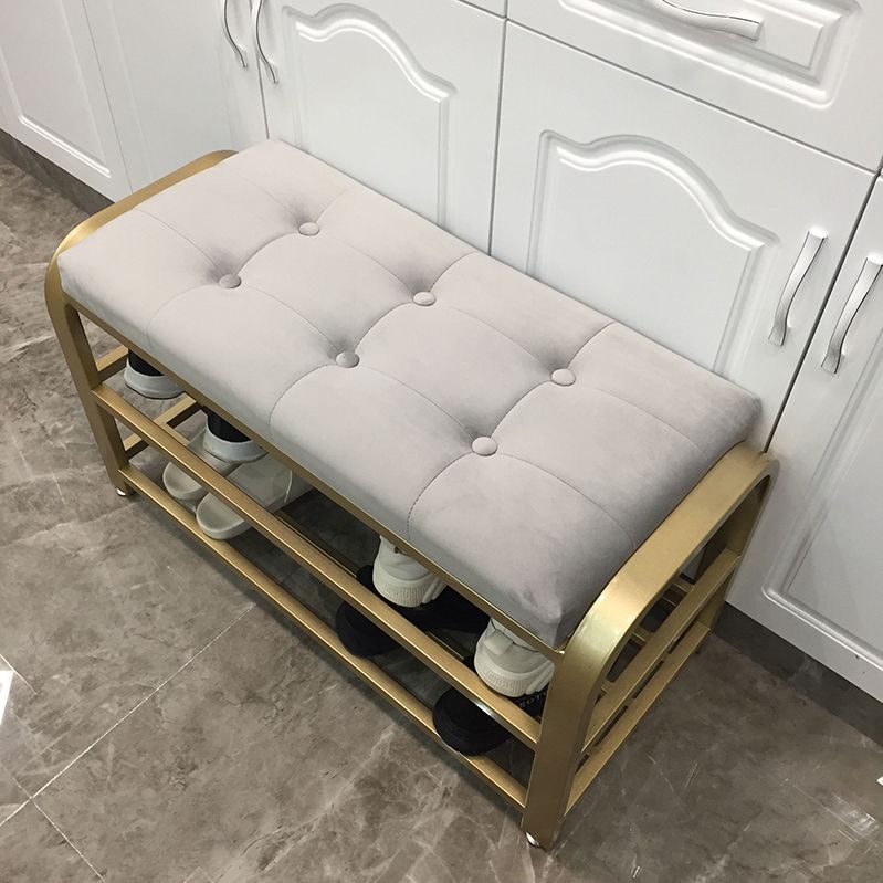 Cushioned Seating Bench 17.7" H Glam Metal Entryway Bench with Legs