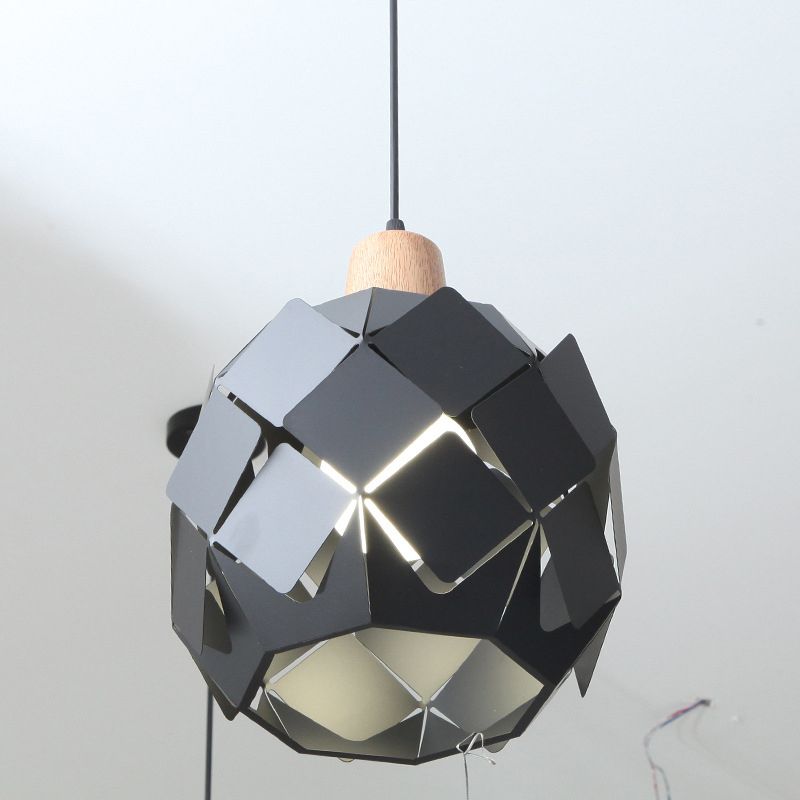 Contemporary 1 Light Hanging Lighting with Metal Shade Blue/Black/White Globe Pendant Light Fixture