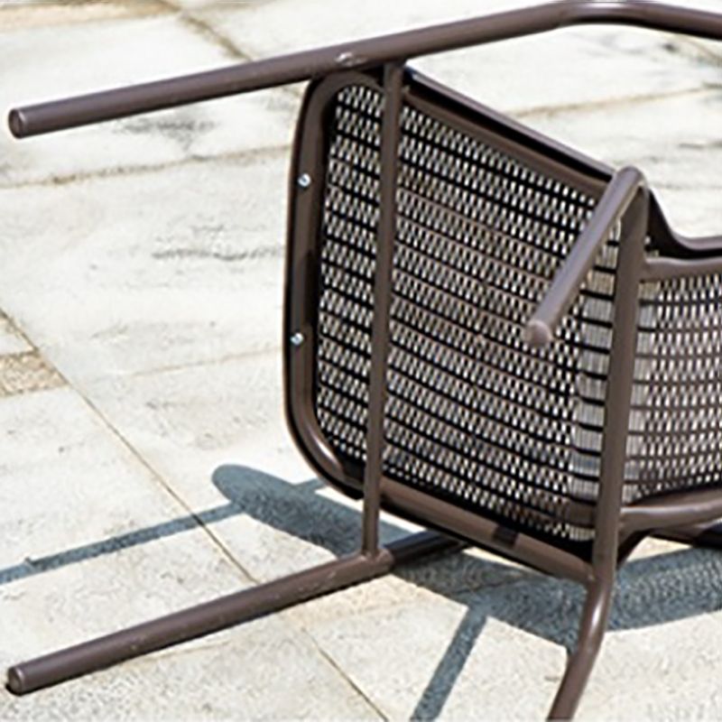 Modern Outdoor Bistro Chairs Faux Rattan With Arm Stacking Plastic Dining Chairs