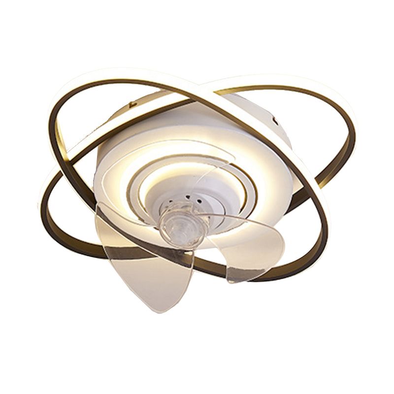 Oval LED Ceiling Fan Light Simple Ceiling Mount Lamp with Acrylic Shade for Bedroom