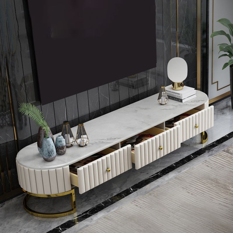 Scandinavian TV Media Console Marble TV Stand with 3 Drawers