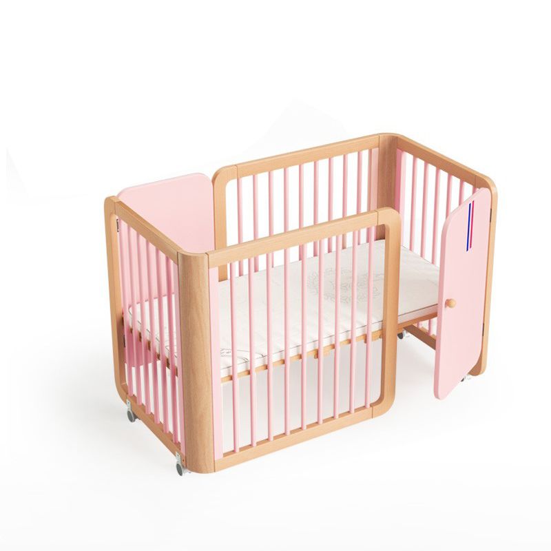 4-in-1 Folding Crib Nordic Mini Baby Crib With Mattress & Casters