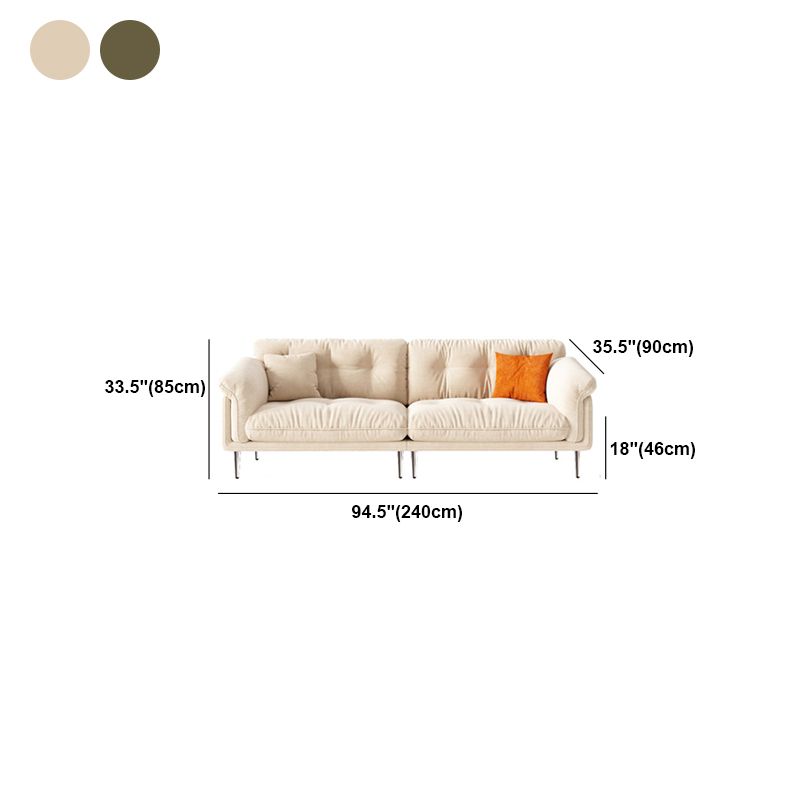 Standard Flared Arm Tufted Contemporary Sofa Couch in Beige/green