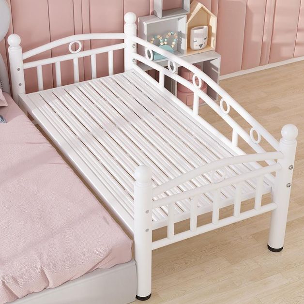 Industrial Rectangle Crib Metal 2-In-1 Convertible Nursery Bedwith Casters