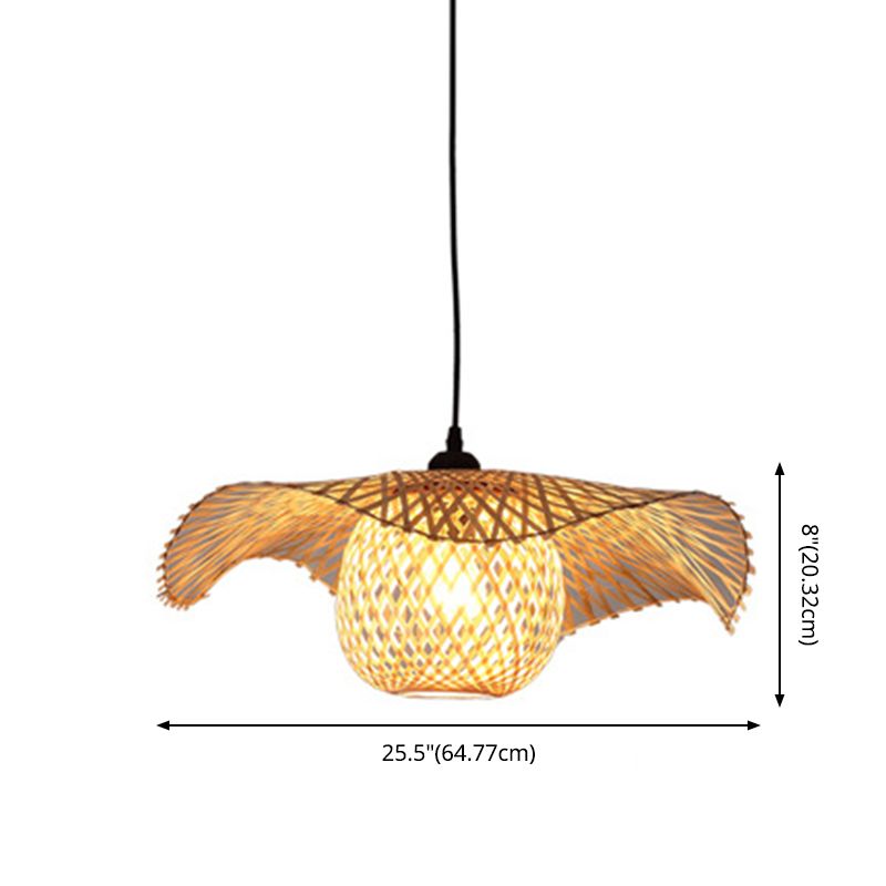 Beige Swirl Ceiling Pendant Lamp Contemporary Style Bamboo Pendant Lighting Fixture