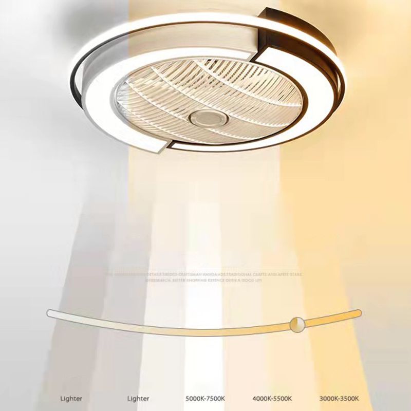 Luz de ventilador LED de techo en forma de tambor de empalme Light Nordic Metal Bedroom Semi Flush Mount Lighture