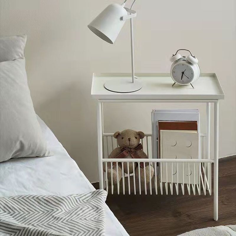 Modern Metal Nightstand Open Storage Stainless Shelf Included Night Table with Legs