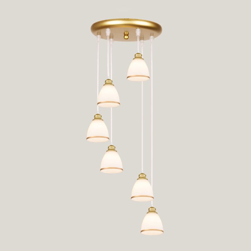 Geometrical Shade Staircase Suspension Light Glass Contemporary Multi Light Pendant