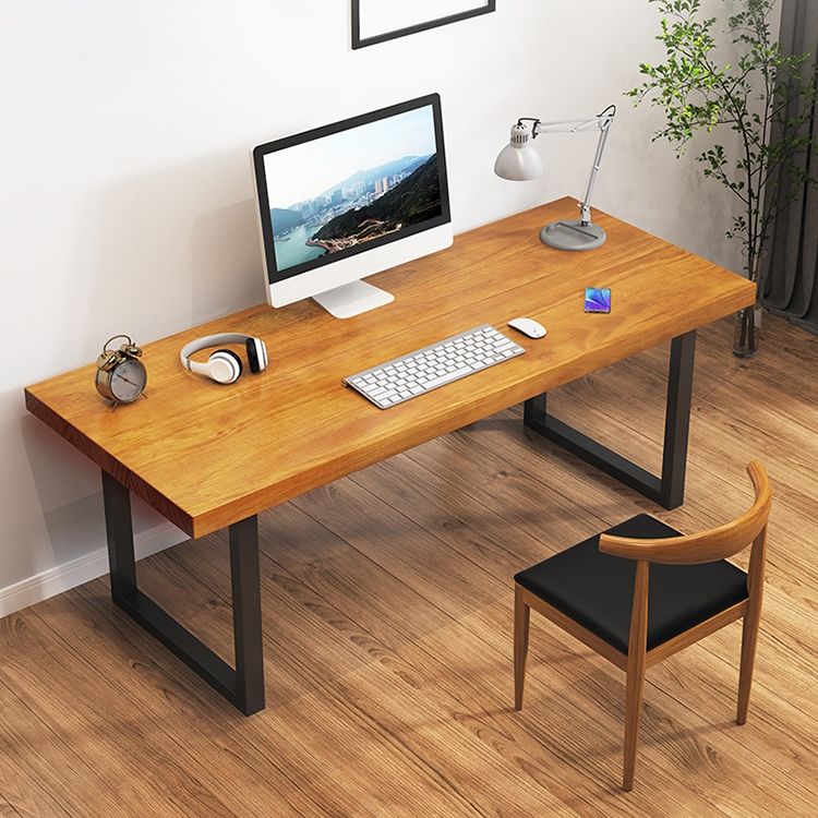 Industrial Solid Wood Writing Desk 29.53-inch Tall Office Desk with Iron Legs