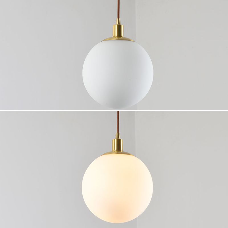 1 lampada a ciondolo sferica leggera moderna vetro opale minimalista lampada sospesa per soggiorno