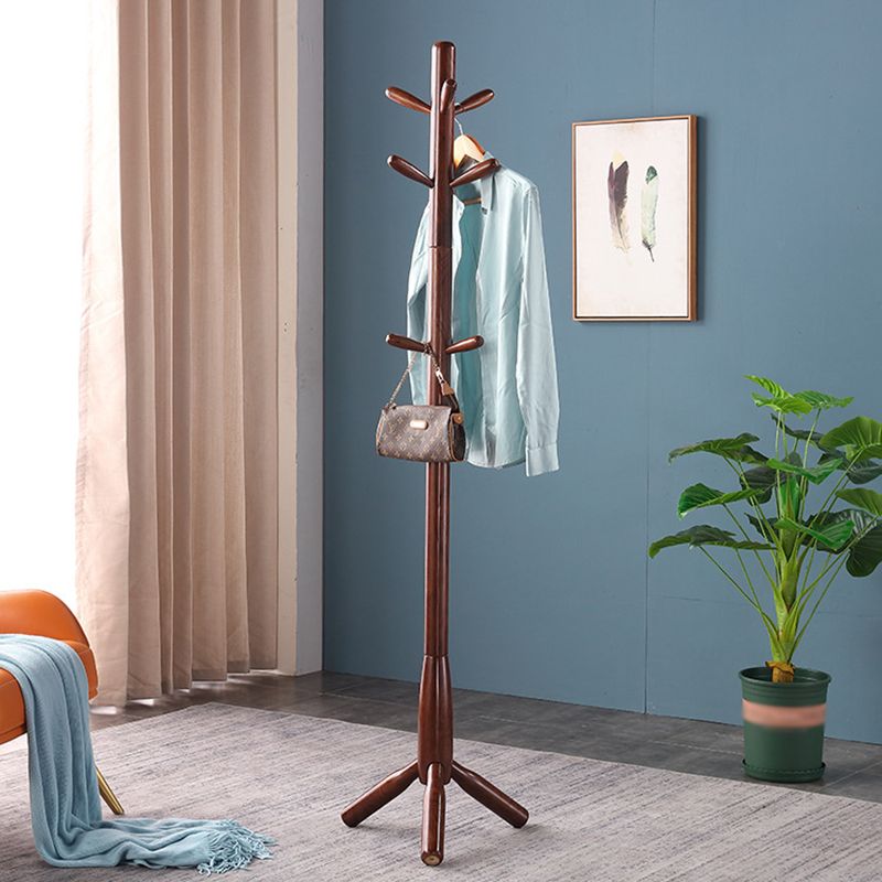 Modern Coat Rack Free Standing Solid Wood Coat Rack with Hooks Coat Hanger