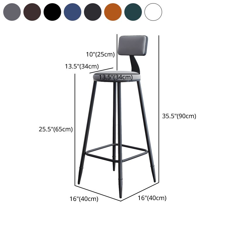 Industrial Armless Backrest Counter Stool Iron Milk Tea Shop Bar Stool with Cushion