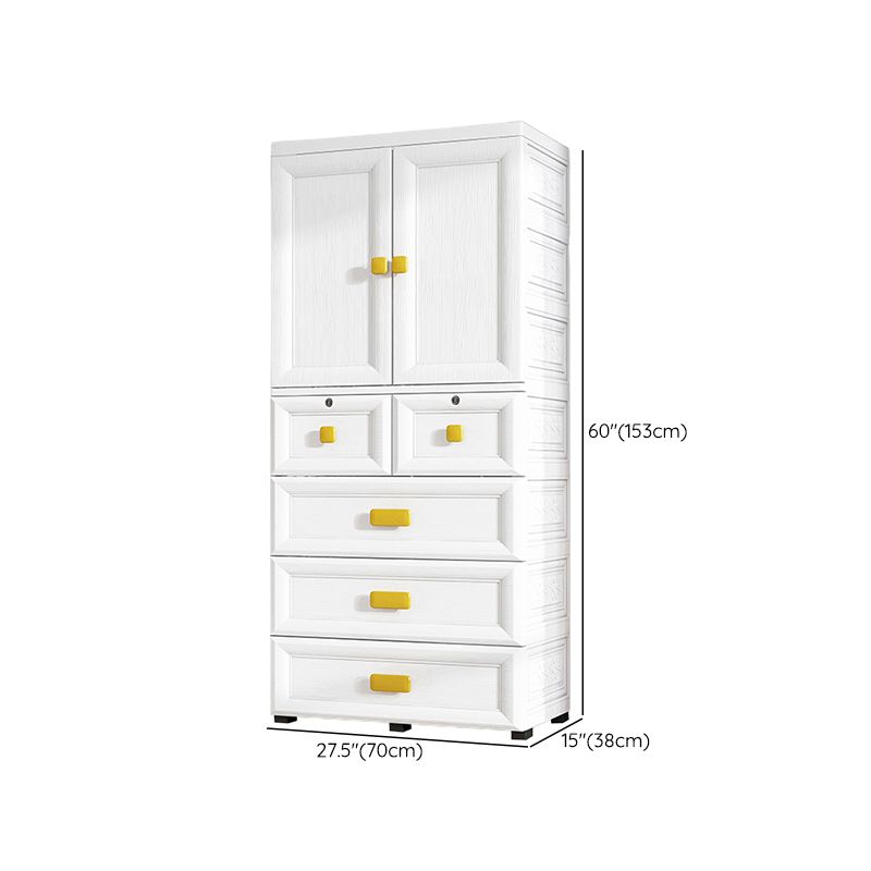 Contemporary Plastic Wardrobe White Colour Bedroom Kids Closet