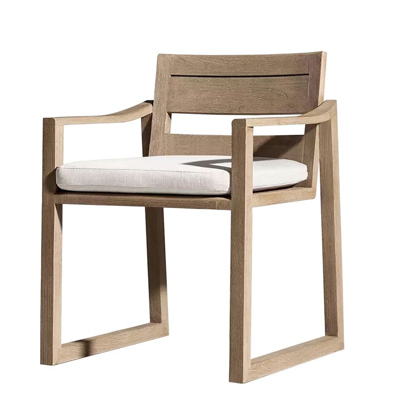 Contemporary Patio Dining Chair with Water Repellent Finish Cushion in White