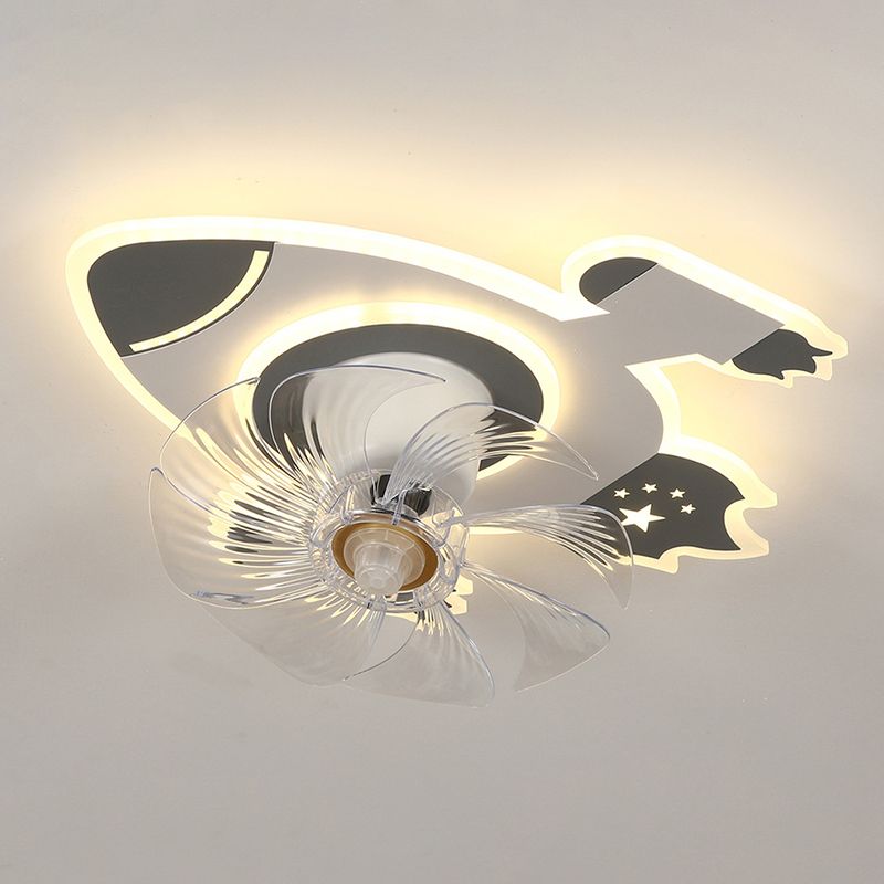 Nordic Style Ceiling Fan Lamp Rocket Shape Ceiling Fan Light for Children's Room