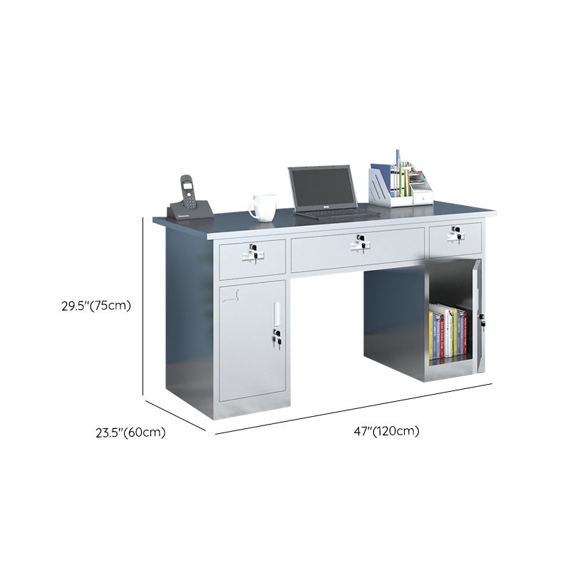 Rectangular Shaped Office Writing Desk Stainless Steel with 2/3/5/7 Drawers