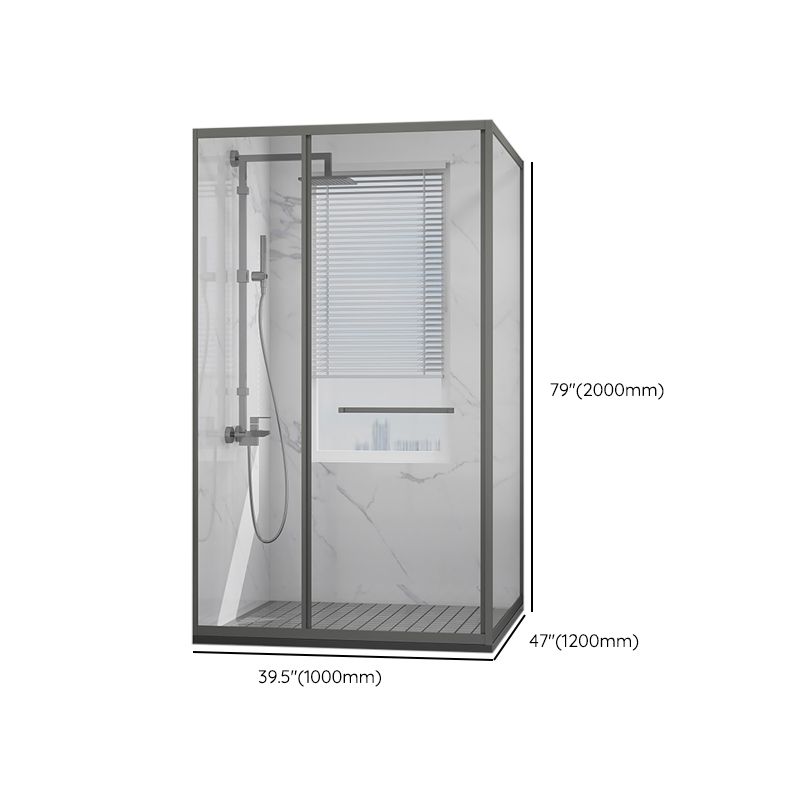 Tempered Shower Bath Door Transparent Metal Framed Grey Shower Door