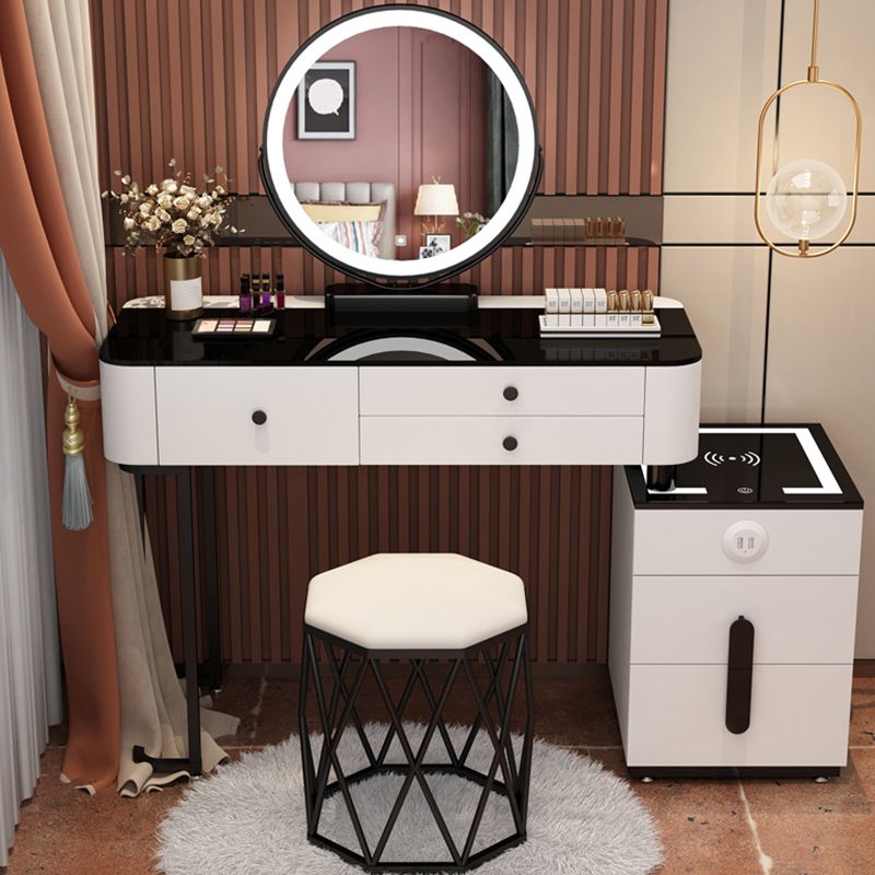 Glass Modern Lighted Mirror Bedroom with Drawer Vanity Dressing Table