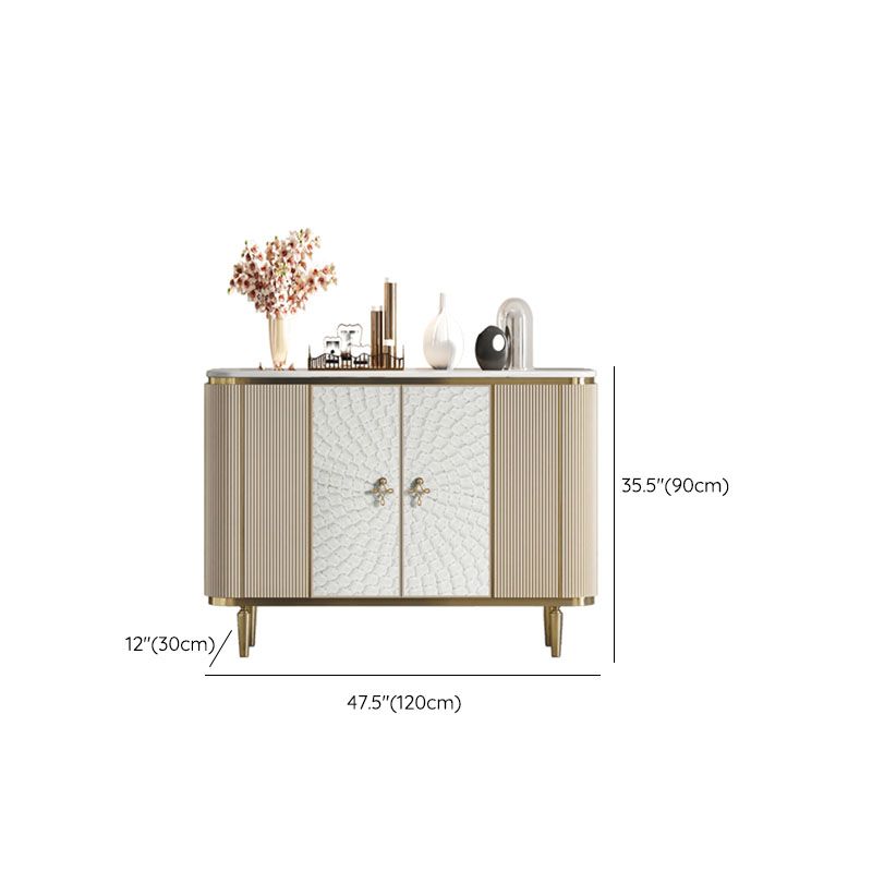 Glam Sideboard Marble Storage Sideboard Buffet with Doors for Dining Room