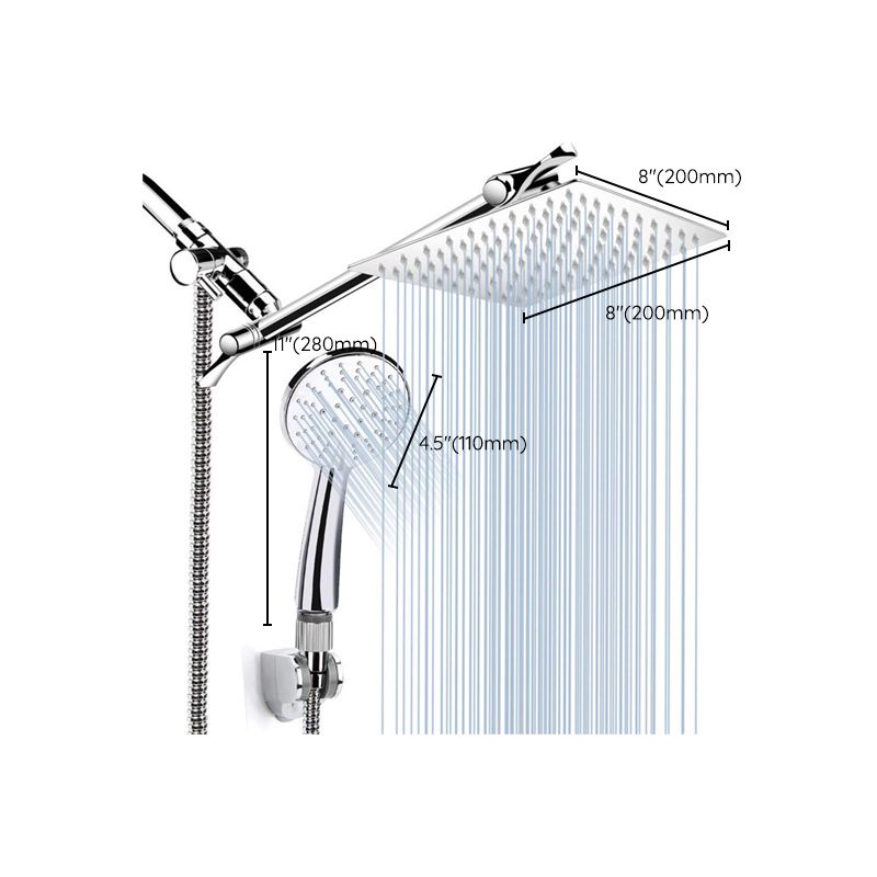 Square Dual Shower Head Traditional Wall Mounted Metal Dual Shower Head