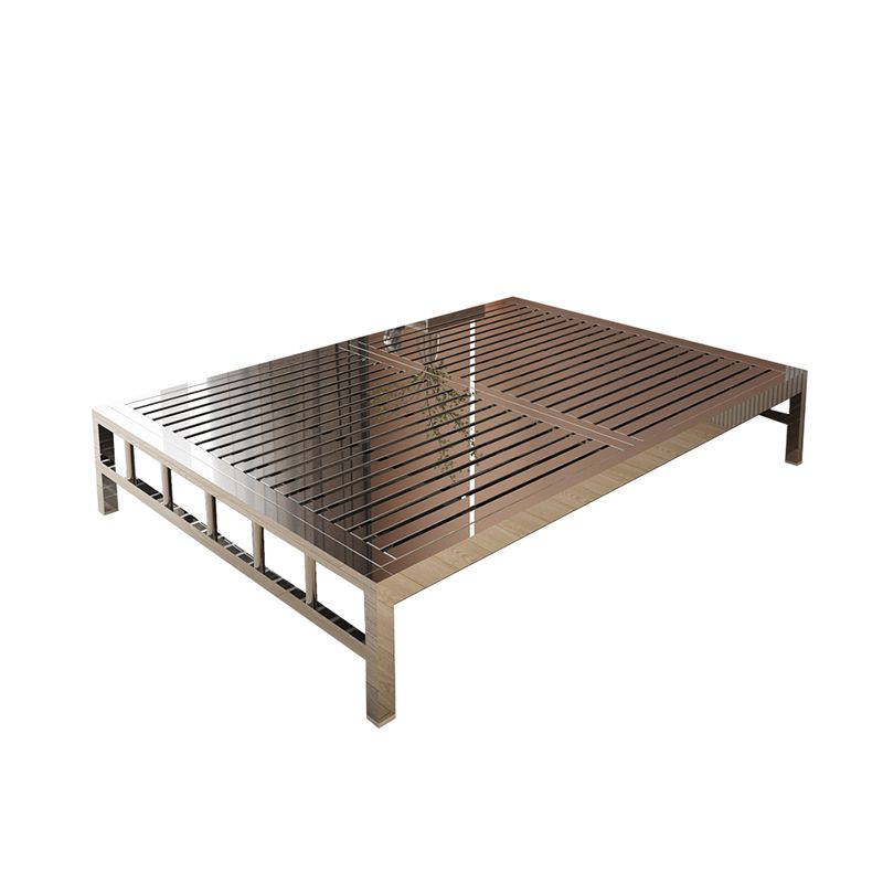 Scandinavian Tall Clearance Panel Bed Metal Standard Bed in Silver Finish