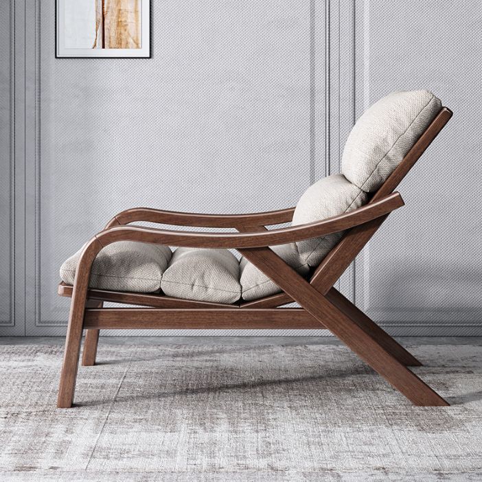 Contemporary Solid Wood Recliner Chair in Solid Color with Wooden Legs