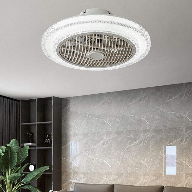 Modern Polished Ceiling Fan Lamp Metallic LED Ceiling Fan Light for Living Room