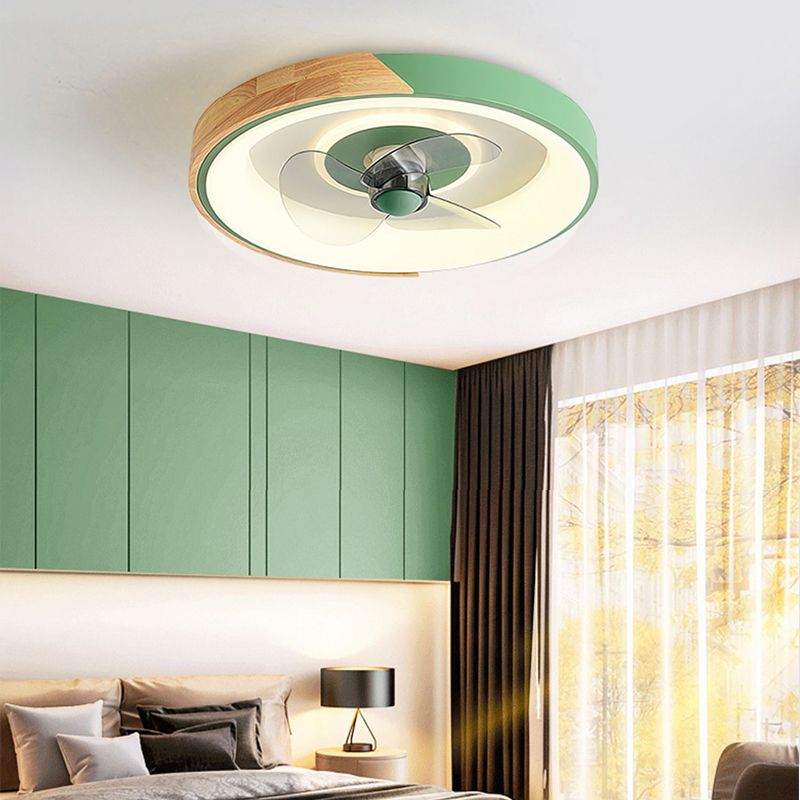 Geometric Nordic LED Ceiling Fan Metal and Acrylic Fan Lighting in Green / Grey / White