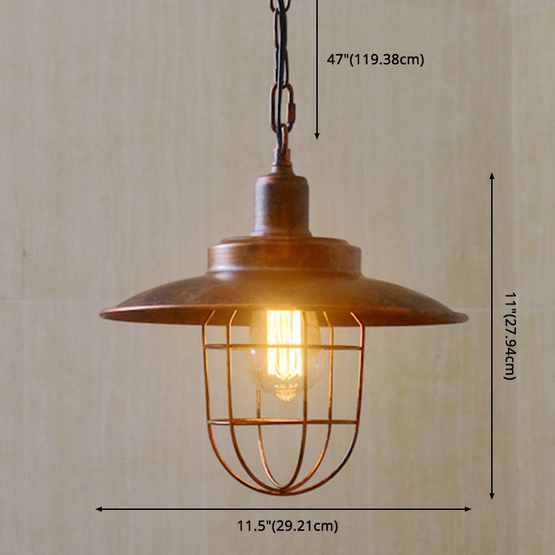 Luz de colgante único de marco de hierro en lámpara de colgación de hierro forjado de estilo retro industrial para cafetería