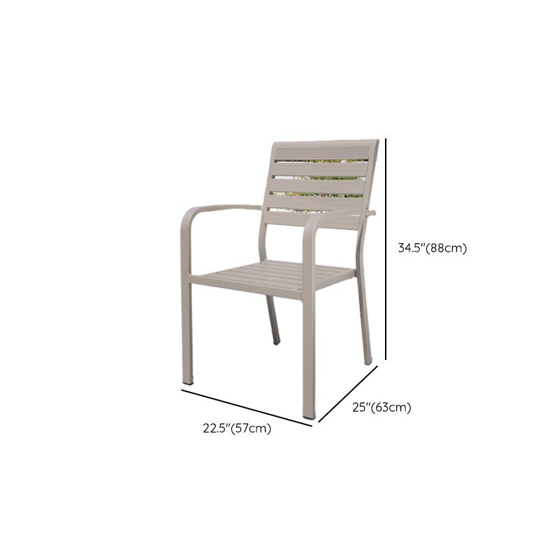 Grey Stacking Dining Side Chair Arms Included Outdoor Bistro Chairs