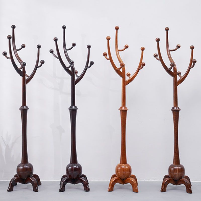 Traditional Coat Rack Free Standing Coat Hook Rubberwood Hall Stand