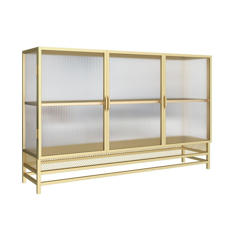 Glam Metal Curio Cabinet Glass Doors Display Cabinet for Living Room