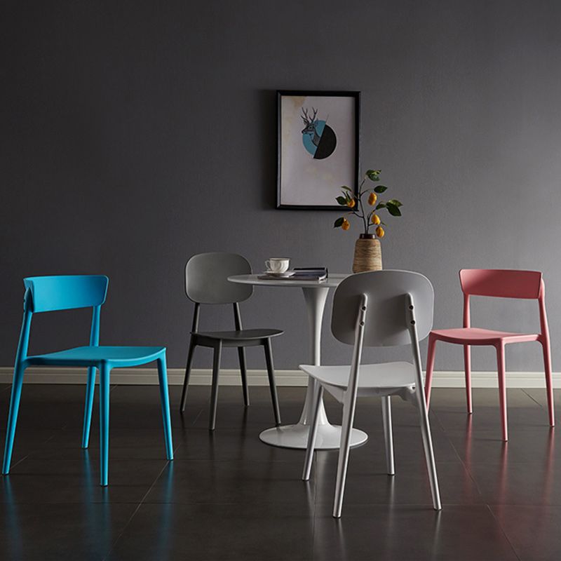 Glam Style Dining Room Chair Plastic Open Back Side Chair for Indoor