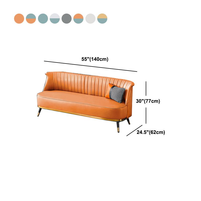 Faux Leather Modern Recessed Arm Sofa Standard Sofa for Living Room, Apartment