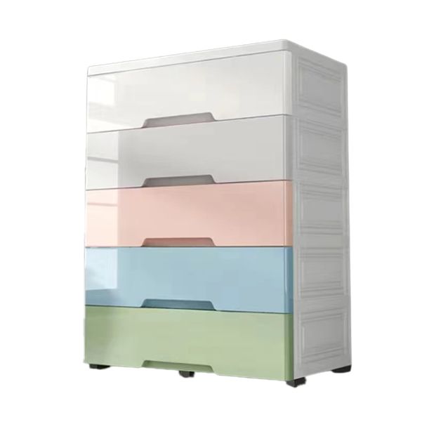 Plastic Scandinavian Kids Nightstand Chest Nursery Dresser with 5/6 Drawers