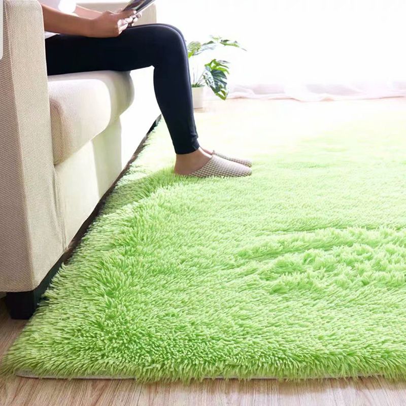 Fluffy Plain Rug Multi Colored Casual Rug Synthetics Washable Pet Friendly Anti-Slip Rug for Living Room