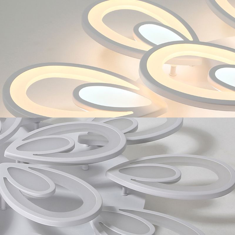 LED Petal Acrylic Flush Mount Light Contemporary 6/12/15 Lights White Ceiling Lighting Fixture in Warm/White/Natural Light