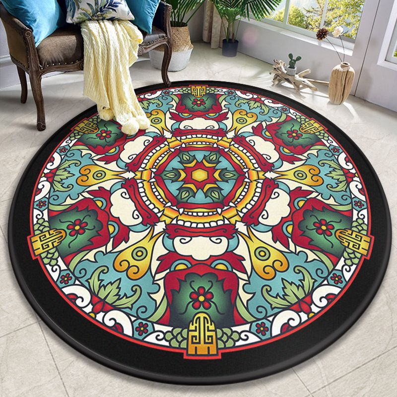 Colorida Mandala Rug Polyéster Turquía Turca Rug Interior Anti-Slip Máquel de respaldo alfombra para mascotas para sala de estar para sala de estar