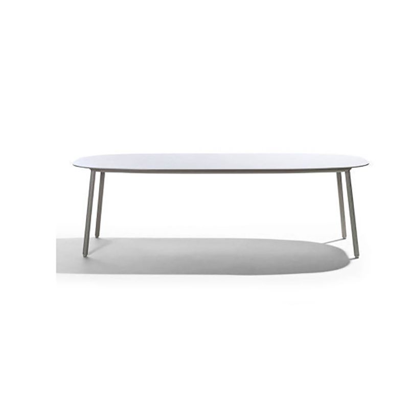 Modern Style Stone Courtyard Table Ellipse Shape Aluminum Base Dining Table