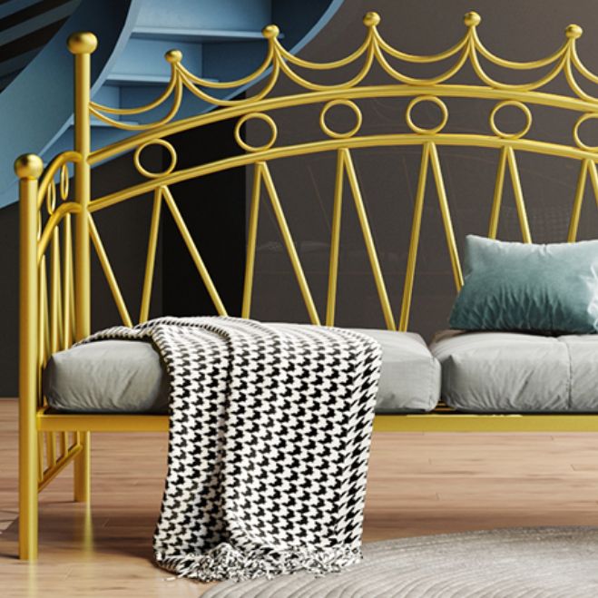 Scandinavian Iron Frame Daybed with Open-Frame Headboard and Guardrail