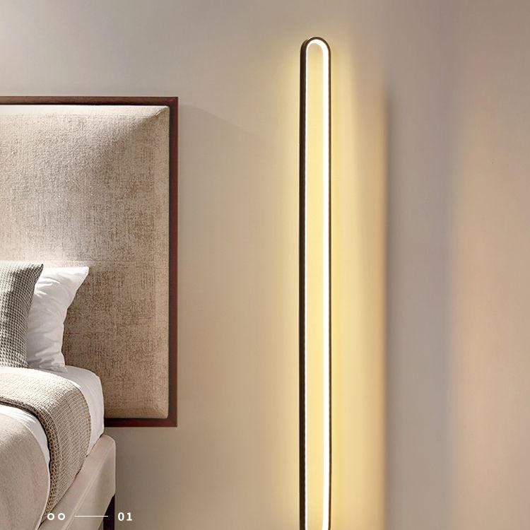 Minimalist Halo Floor Light Metal Living Room LED Standing Floor Lamp with Acrylic Shade