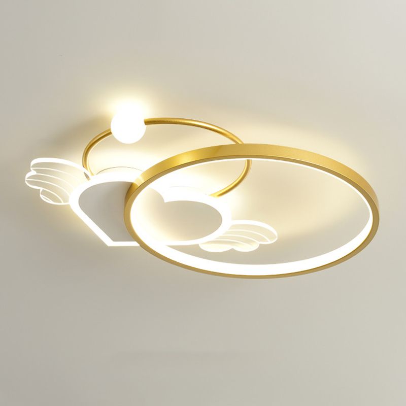 Circular Shape Flush Light Modern Style Metal 1 Light Flush Mount for Bedroom