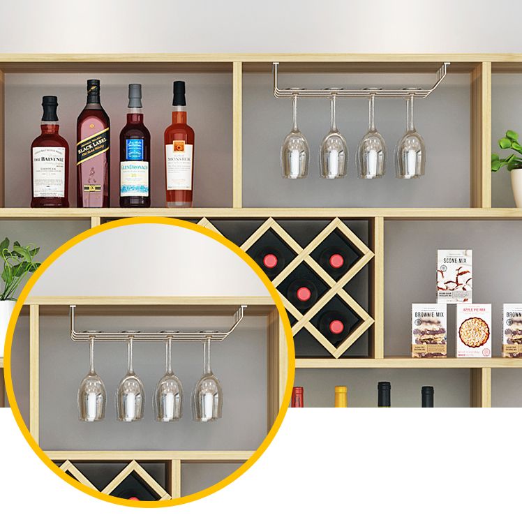 Wood Wall Mounted Modern Wine Rack Wine Stemware Holder for Kitchen